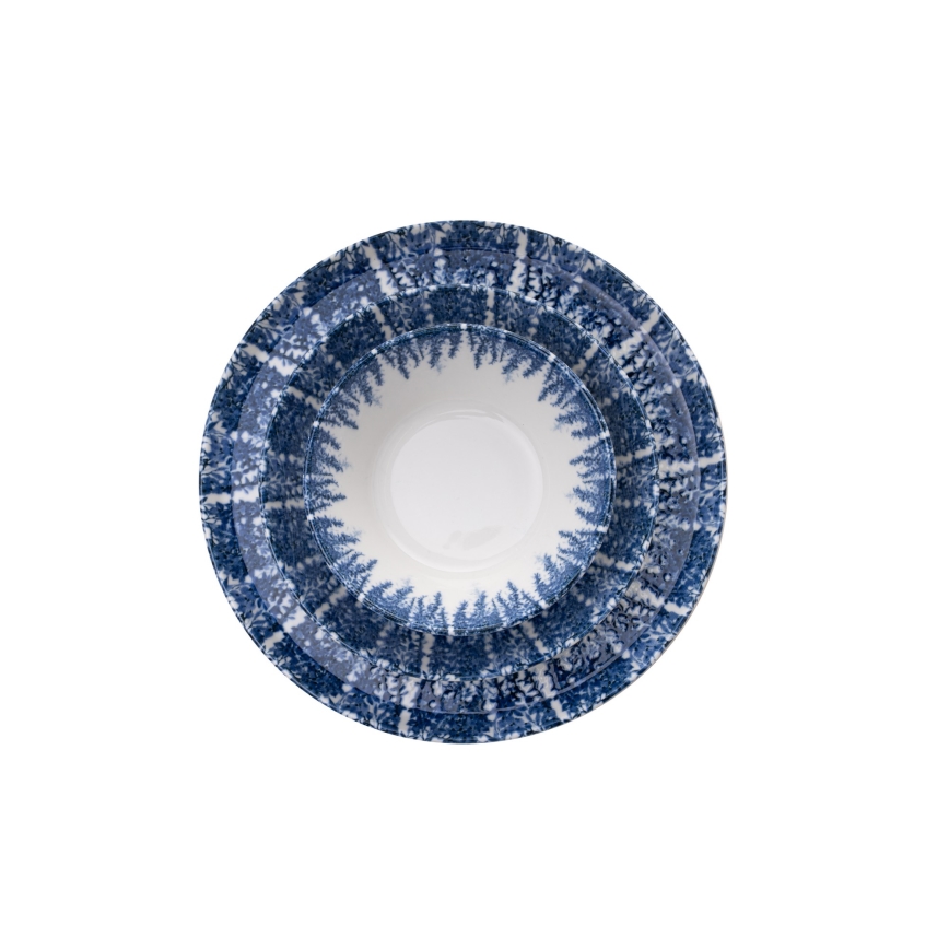 12-teiliges Geschirrset aus Porzellan, Weiß/Blau