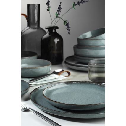 16-teiliges Geschirrset, grau/Porzellan