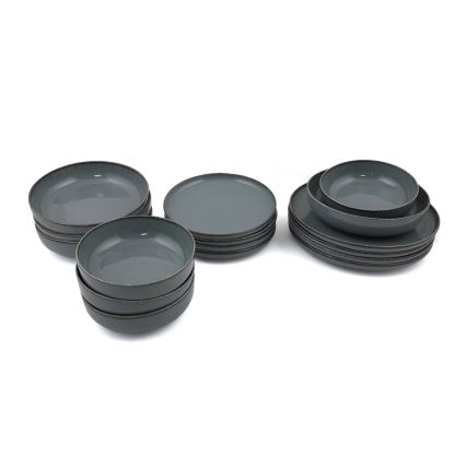 16-teiliges Geschirrset, grau/Porzellan