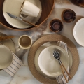 16-teiliges Speiseservice beige/Porzellan
