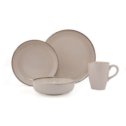 16-teiliges Speiseservice beige/Porzellan