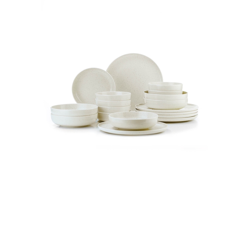 18-teiliges Geschirrset, beige/Porzellan