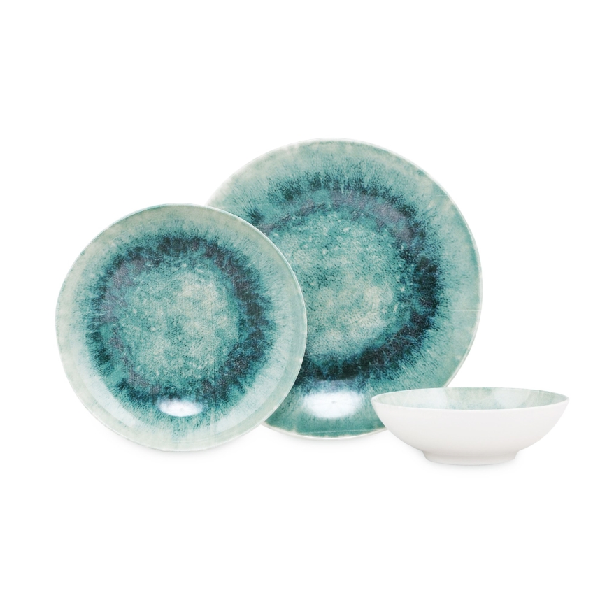 18-teiliges Geschirrset, blau, Porzellan