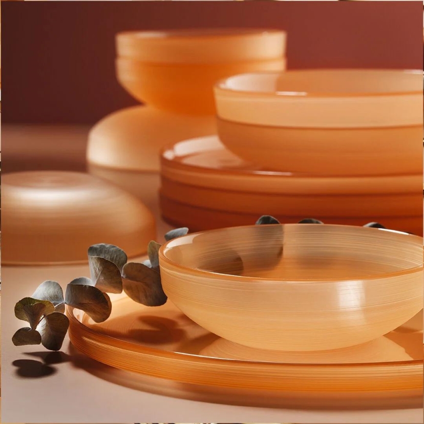 18-teiliges Geschirrset, orange/Glas