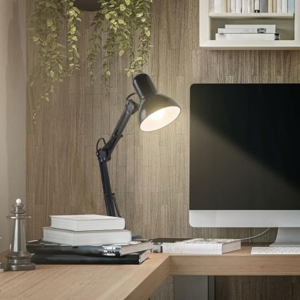 2-in-1 Tischlampe mit Clip, 1xE27/60W/230V, schwarz