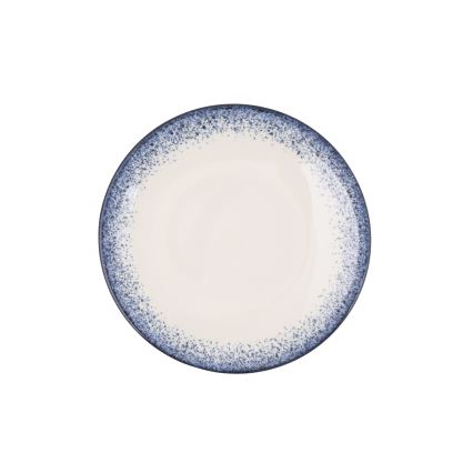 24-teiliges Essservice aus Porzellan, weiß/blau