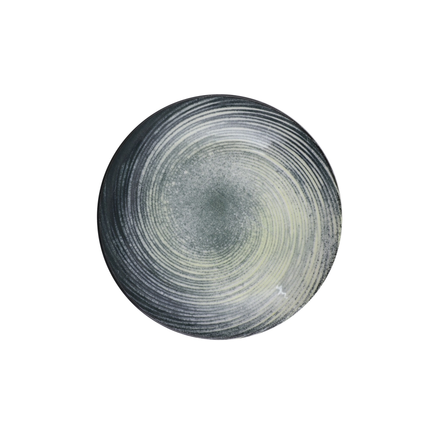 24-teiliges Geschirrset grün/schwarz/Porzellan