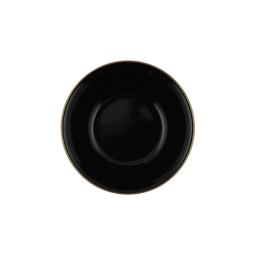 24-teiliges Geschirrset in Schwarz mit Goldakzenten aus Steingut