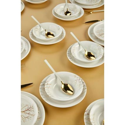 24-teiliges Geschirrset, weiß/orange, Keramik