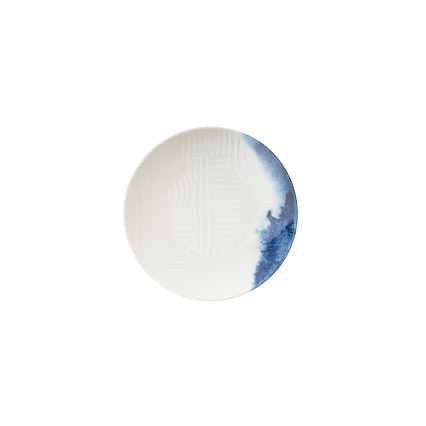 24-teiliges Speiseservice creme/blau/Porzellan