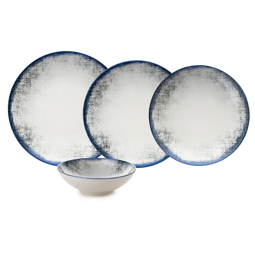 24-teiliges Speiseservice, weiß/blau, Porzellan