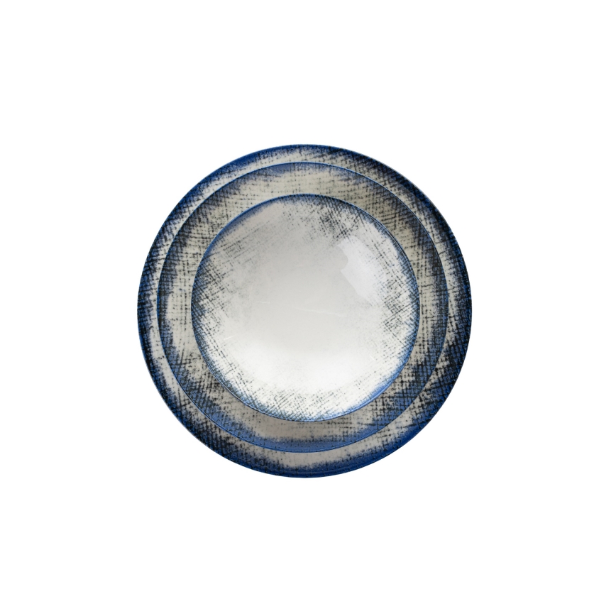 24-teiliges Speiseservice, weiß/blau, Porzellan