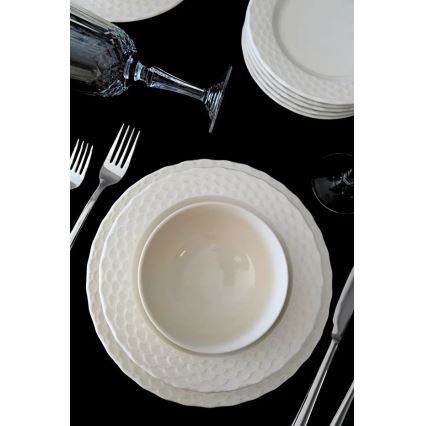 24-teiliges Tafelservice aus Porzellan, weiß