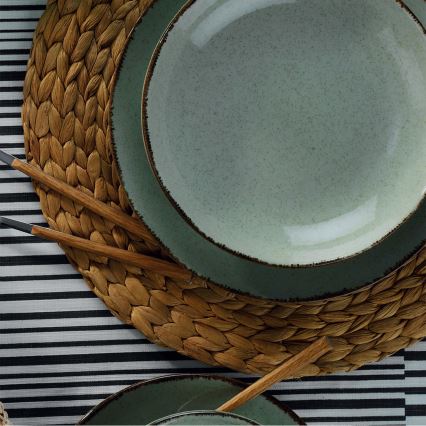 24-teiliges Tafelservice, grün/Porzellan