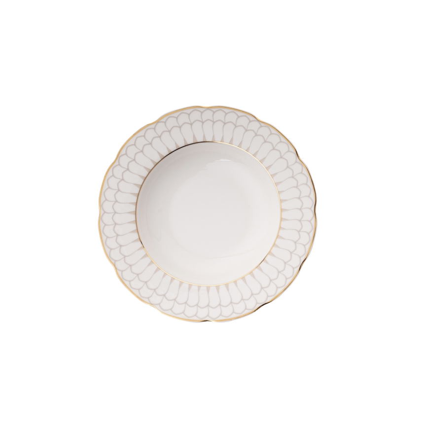 24-teiliges Tafelservice, weiß/gold, aus Porzellan