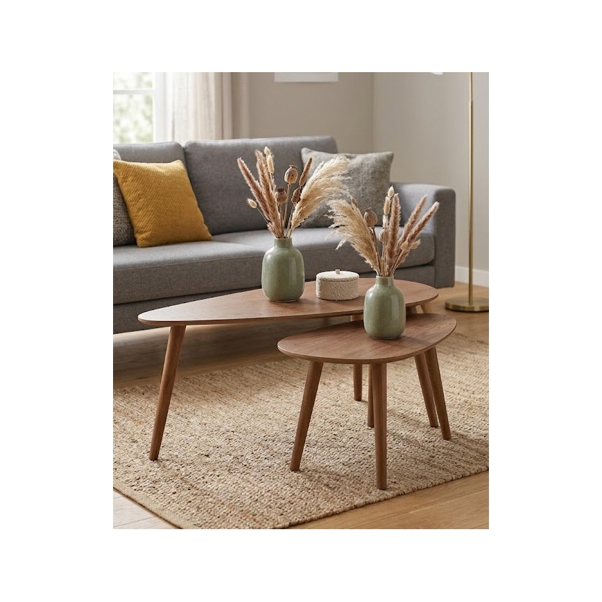 2er-Set Couchtisch SOLE 60/80x30/40 cm Nussbaum