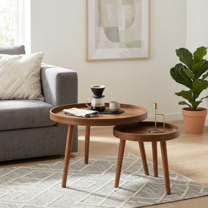 2er-Set Couchtische VERDE Ø 60/38 cm, Nussbaum