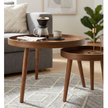 2er-Set Couchtische VERDE Ø 60/38 cm, Nussbaum