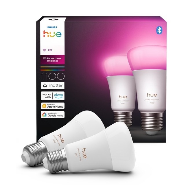2er-Set dimmbare LED-Lampen Philips Hue WHITE AND COLOR AMBIANCE E27/8,1W/230V 1000-20000K