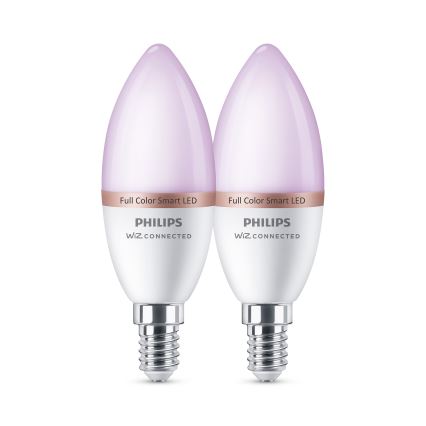 Set 2x Philips SMART LED RGB, dimmbar, C37, E14, 4,9 W, 230 V, 2200–6500 K, CRI 90