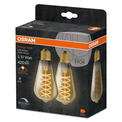 2er-Set dimmbare Vintage-LED-Filamentlampe E27, 7,8 W, 230 V, 1800 K - Osram