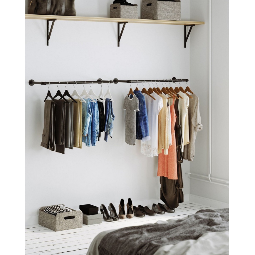 2er-Set Wandgarderobe LINEA für Kleiderbügel, schwarz