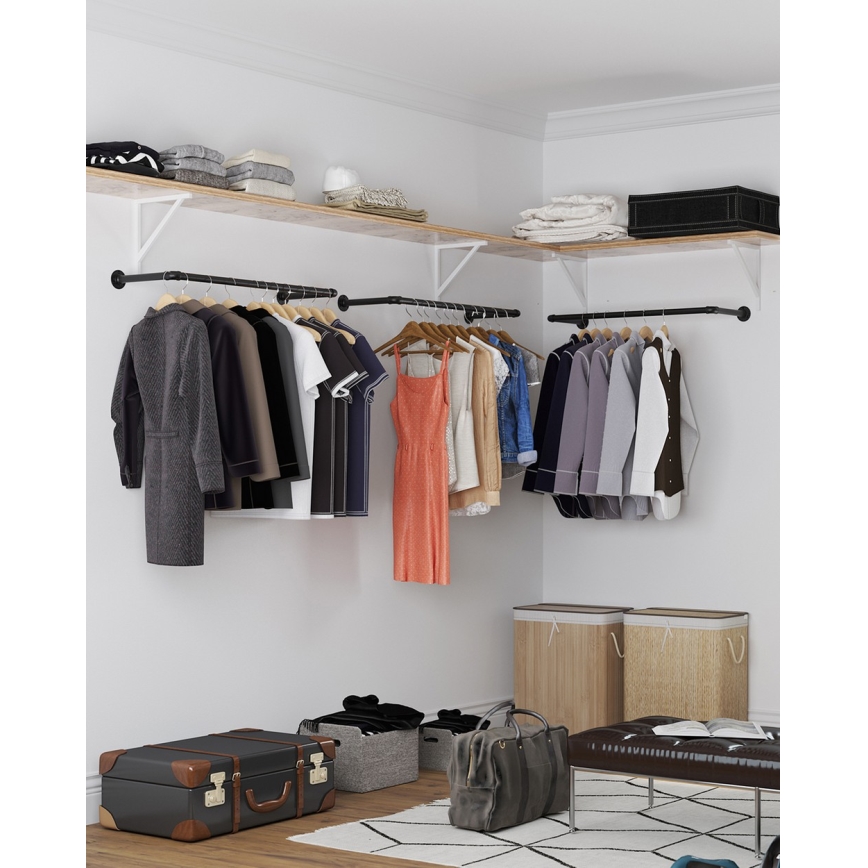 2er-Set Wandgarderobe LINEA für Kleiderbügel, schwarz