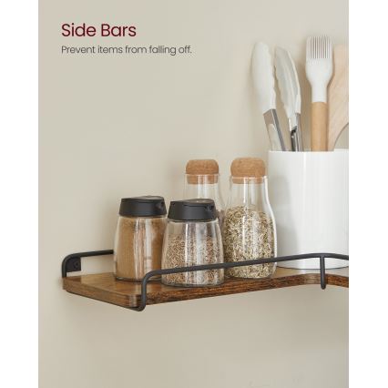 2er-Set Wandregale SHELFY, 40 x 10 x 29 cm, Braun/Schwarz