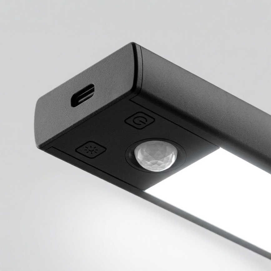SET 2x wiederaufladbare LED-Möbelbeleuchtung mit Bewegungs- und Dämmerungssensor VIRO LED/1W/3,7V 800 mAh 3000/4000/6500K 20 cm schwarz