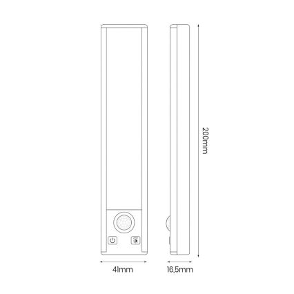 SET 2x wiederaufladbare LED-Möbelbeleuchtung mit Bewegungs- und Dämmerungssensor VIRO LED/1W/3,7V 800 mAh 3000/4000/6500K 20 cm schwarz