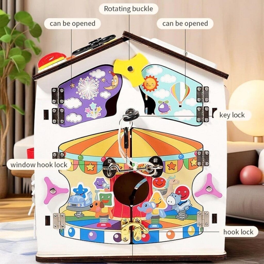 2Kids Toys - Beschäftigungsbrett Häuschen, weiß