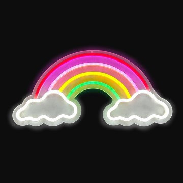 2Kids Toys - LED Decorazione murale al neon LED/5W/USB arcobaleno con clouds