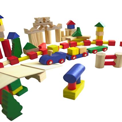 2Kids Toys - Set di 500 blocchi in legno colorati