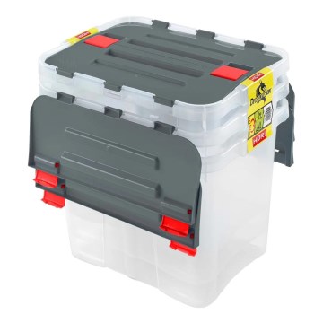 3er-Set Aufbewahrungsboxen DRAGON 24 l grau/transparent