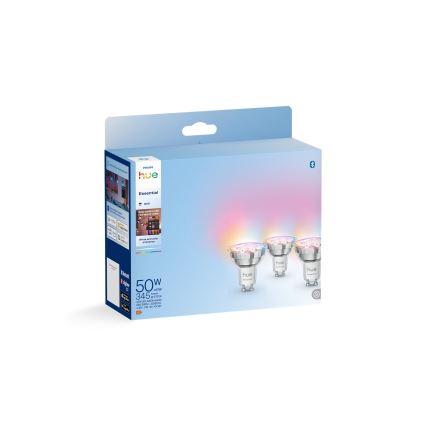 3er-Set dimmbares LED-Leuchtmittel Philips Hue White And Color Ambiance Essential GU10/4,7W/230V 2200-6500K