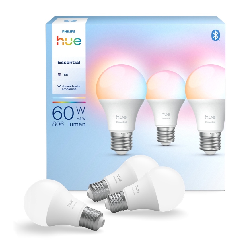 3er-Set dimmbare LED-Lampen Philips Hue White And Color Ambiance Essential E27/8W/230V 2200-6500K