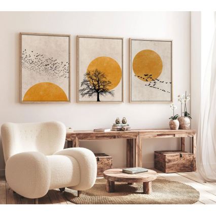 3er-Set gerahmte Bilder, 50x70 cm, Beige/Orange