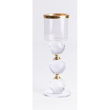 3er-Set Kerzenhalter, gold/transparent