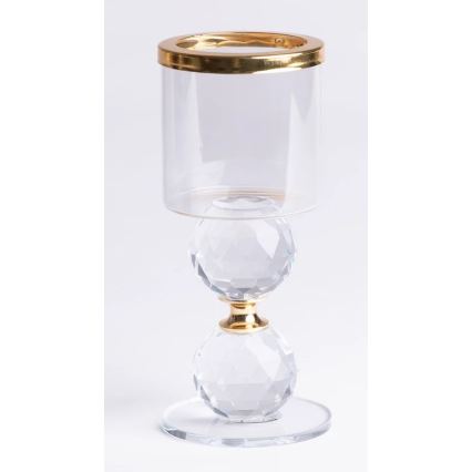 3er-Set Kerzenhalter, gold/transparent
