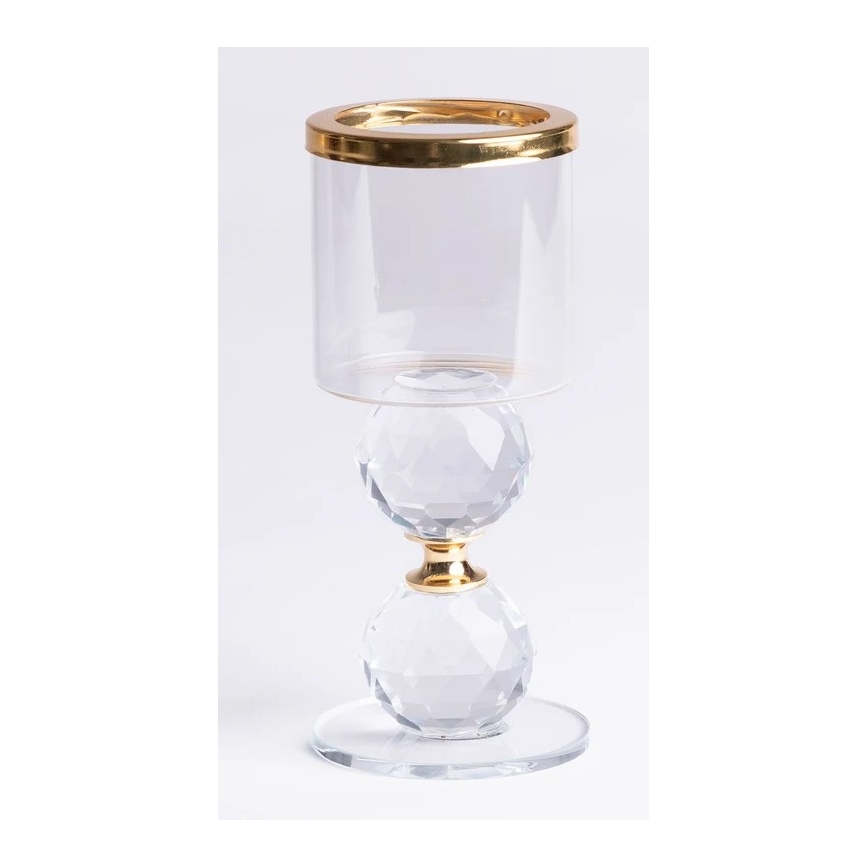 3er-Set Kerzenhalter, gold/transparent