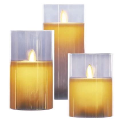 3er-Set LED-Kerzen, Betrieb mit 6×AA-Batterien