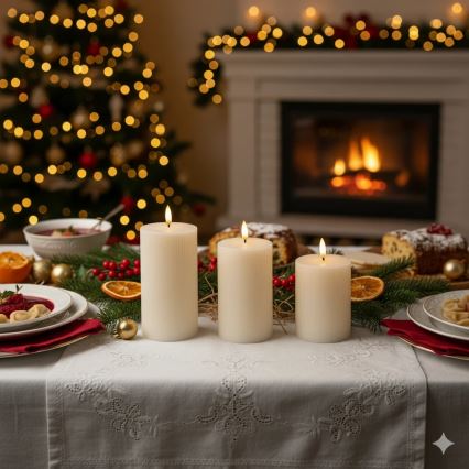 3er-Set LED-Kerzen BRILLO (LED/3×AAA), cremefarben, mit Fernbedienung