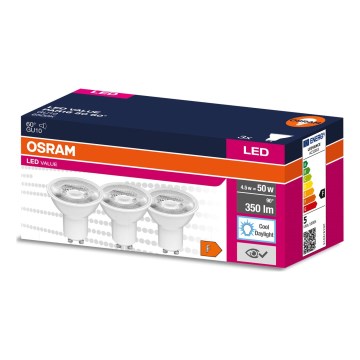 3er-Set LED-Reflektorlampen PAR16 GU10/4,5W/230V 6500K 60° - Osram