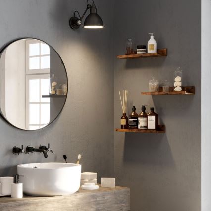 3er-Set Wandregal SHELFY 38x5x10 cm, braun