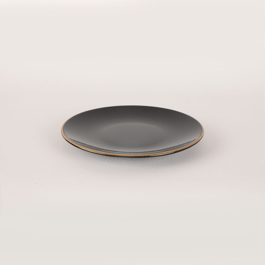 44-teiliges Essgeschirr-Set in Schwarz/Gold aus Steingut