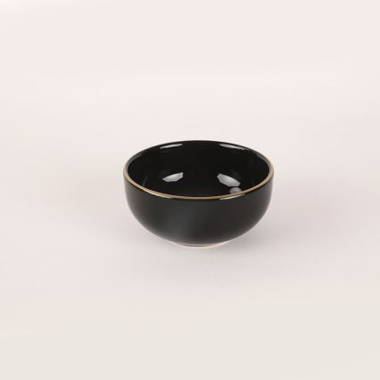 44-teiliges Essgeschirr-Set in Schwarz/Gold aus Steingut