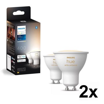 4er-Set dimmbarer LED-Leuchtmittel Philips Hue WHITE AMBIANCE GU10, 4,2 W, 230 V, 2200–6500 K