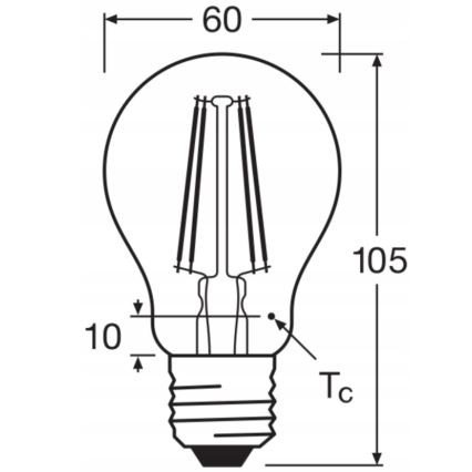 5er-Set LED-Lampe BASE CLASSIC FILAMENT A60 E27/7W/230V 4000K - Osram