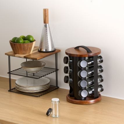 5five - Mensola da cucina BATO 24x24 cm nero/acacia