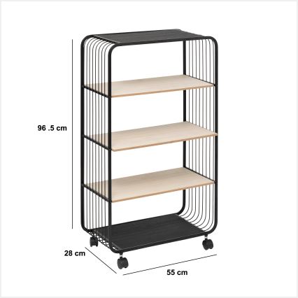 5five - Serviertisch/mobiler Regalwagen COLGE 97x55 cm schwarz/beige